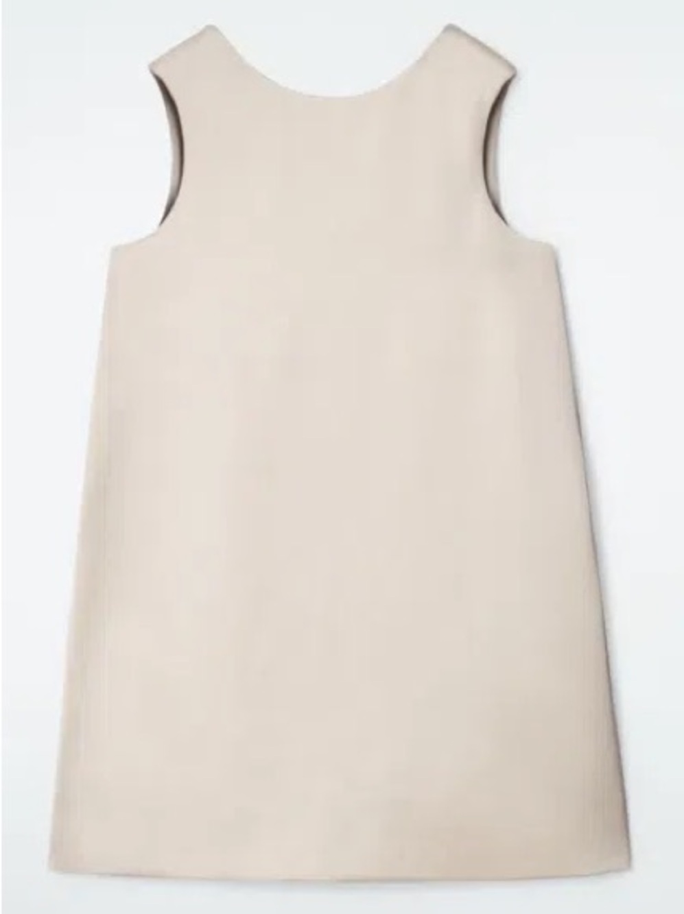 COS Sleeveless Satin Shift Dress in Light Beige